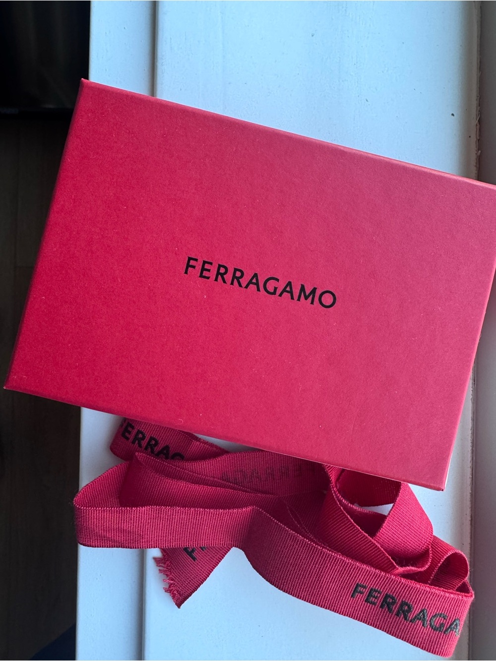 Authentic Ferragamo Red Shoe Box and Branded Ribbon Replacement Packaging⁠